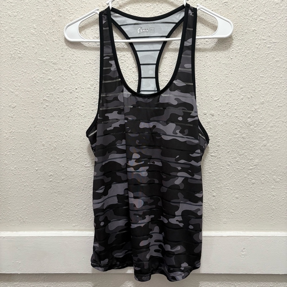 Zyia Active Havana Mesh Tank Top in Black Camo Size M - Picture 2 of 8